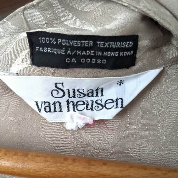 Vintage Susan Van Heusen Silky Jacquard Blouse High Neck Ruffled Arm Silky 80s - Picture 12 of 13